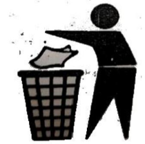 In the picture: there is one person throwing garbage to the bin